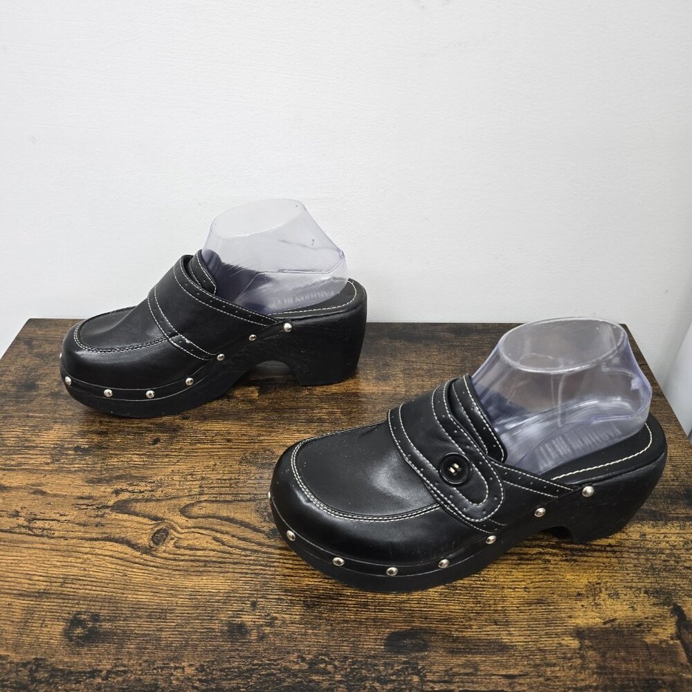 VTG Fashion Bug Platform Clogs Size 9 Chunky Y2K 90s Studded Bratz Grunge Goth - Picture 3 of 9